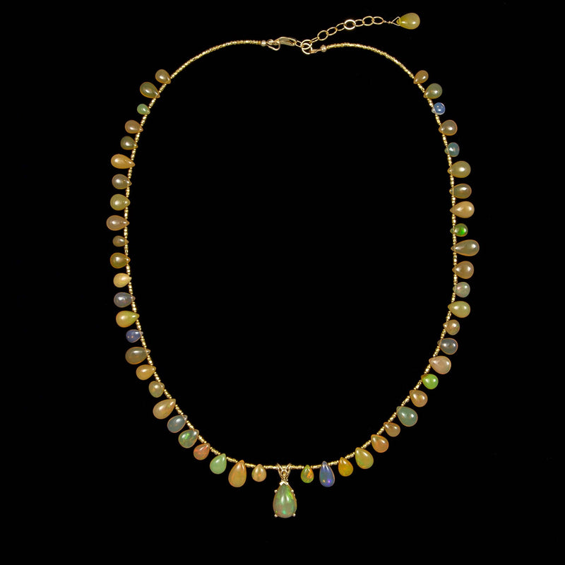 Madeline Ethiopian Opal Briolette & 14k Gold Necklace