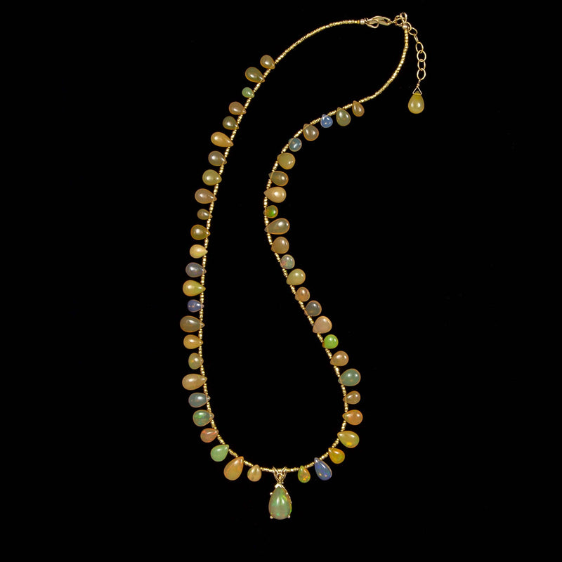 Madeline Ethiopian Opal Briolette & 14k Gold Necklace