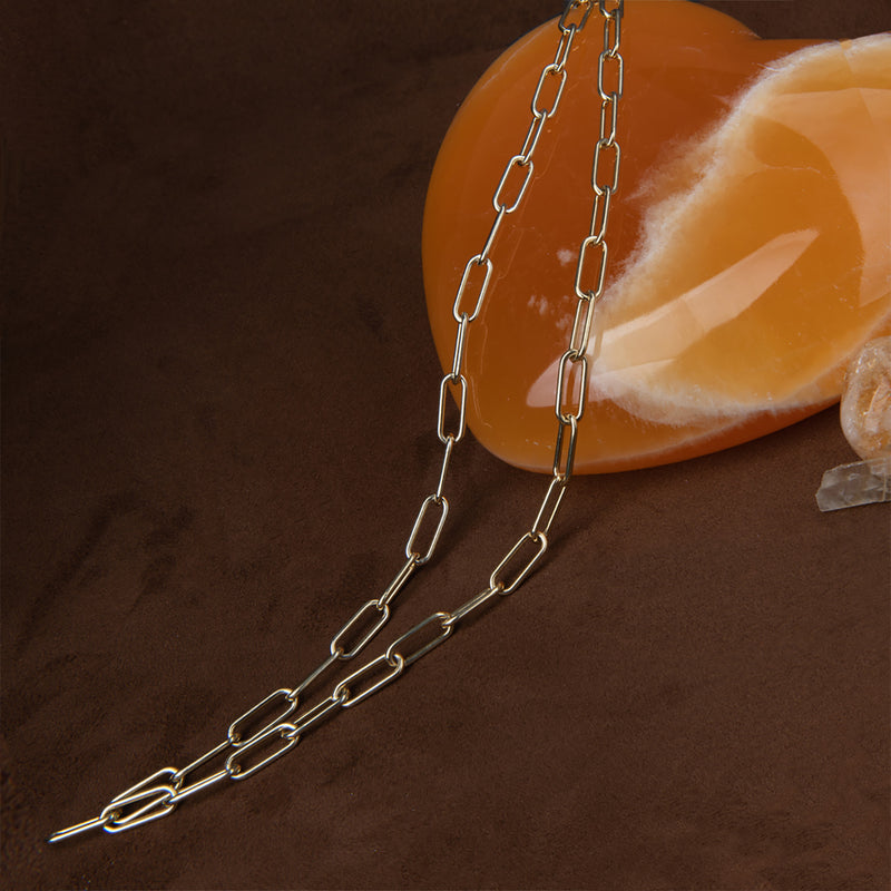 Amber Long Gold Link Chain