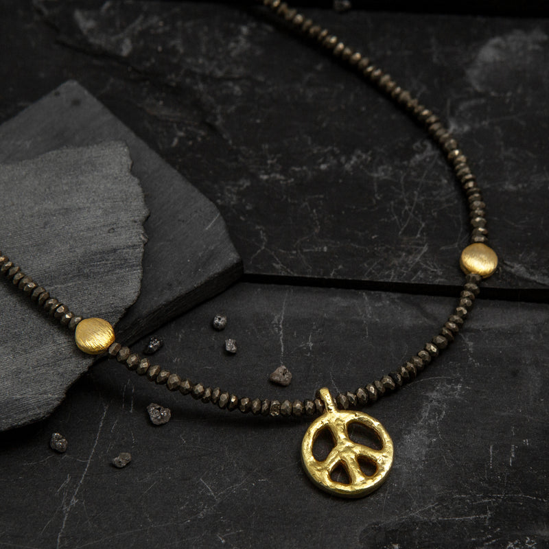 Harmony Hand Cast Vermeil Peace Pyrite Necklace