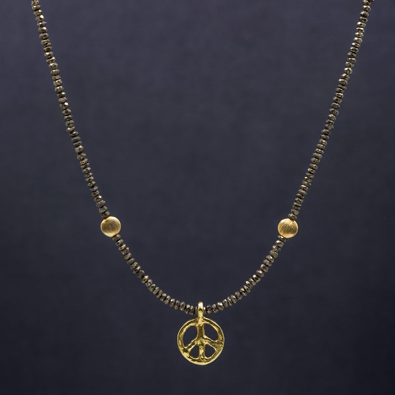 Harmony Hand Cast Vermeil Peace Pyrite Necklace