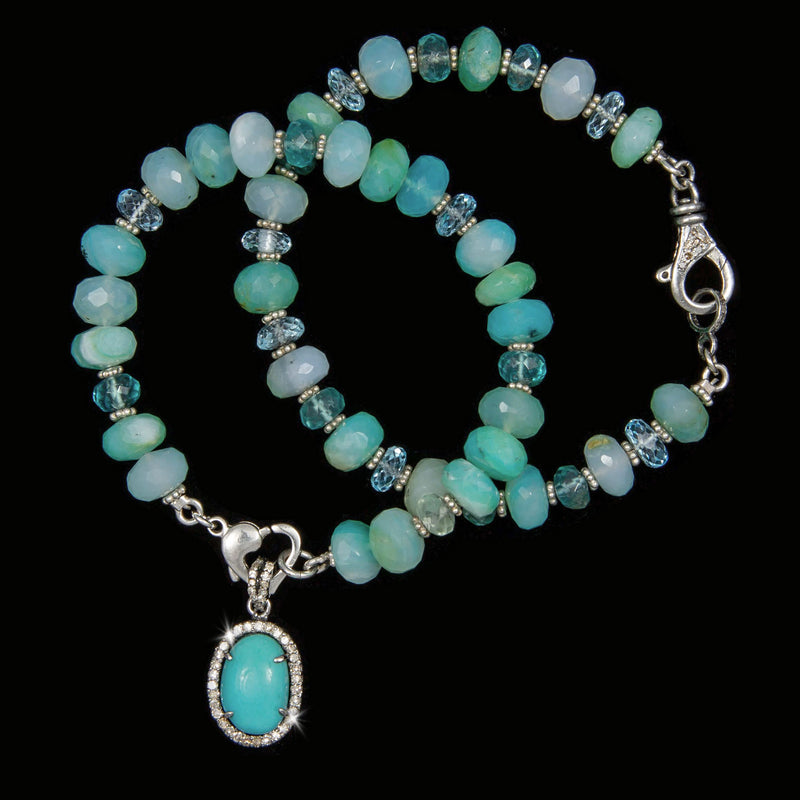 Mira Peruvian Opal, Blue Topaz & Turquoise Charm