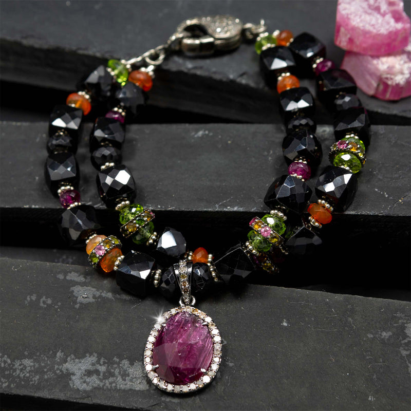 Raphaiella Onyx, African Opal & Tourmaline Double Bracelet