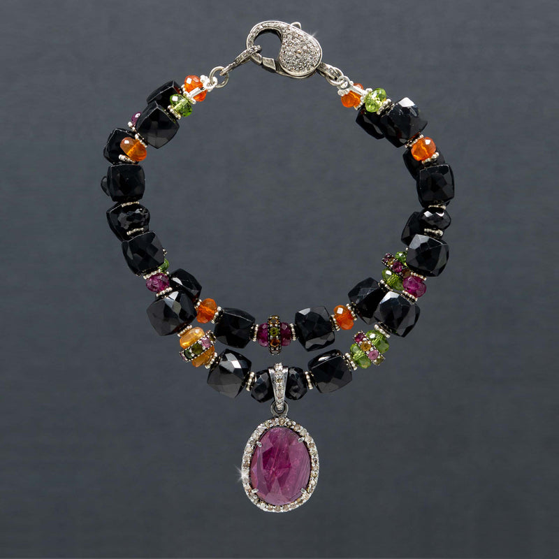 Raphaiella Onyx, African Opal & Tourmaline Double Bracelet