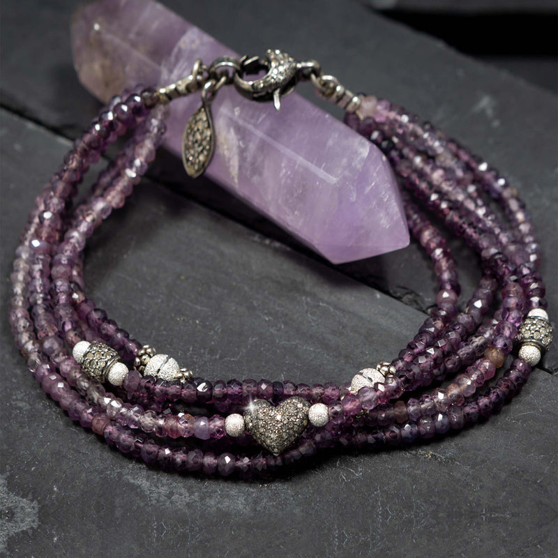 Leah Ombre Purple Spinel & Pave Diamond Intertwined Bracelet