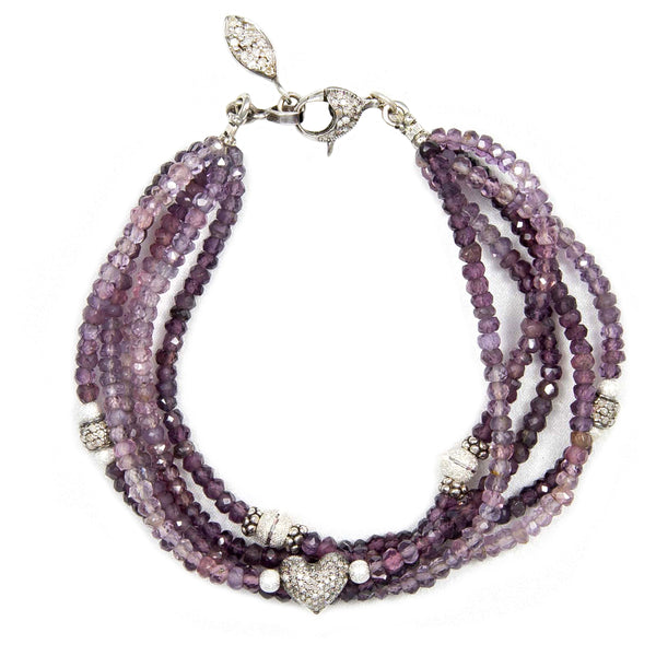 Leah Ombre Purple Spinel & Pave Diamond Intertwined Bracelet