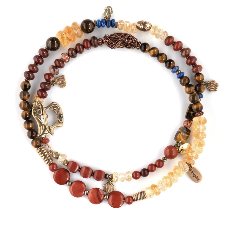 Sorrel Citrine, Red Jasper & Brass Necklace / Bracelet