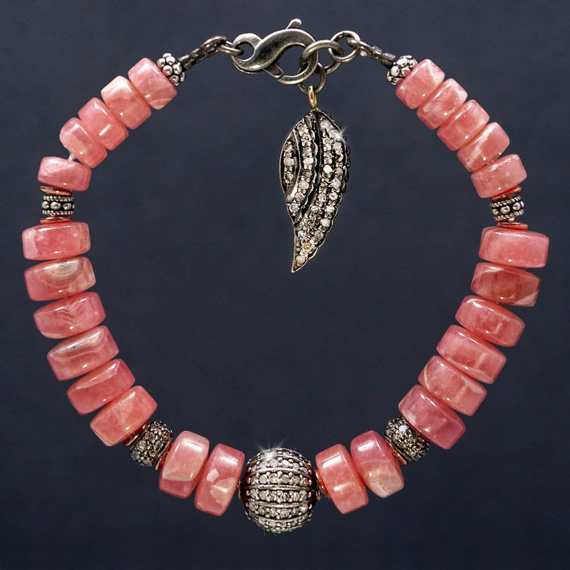 Pieta Rhodochrosite & Pave Diamond Bracelet