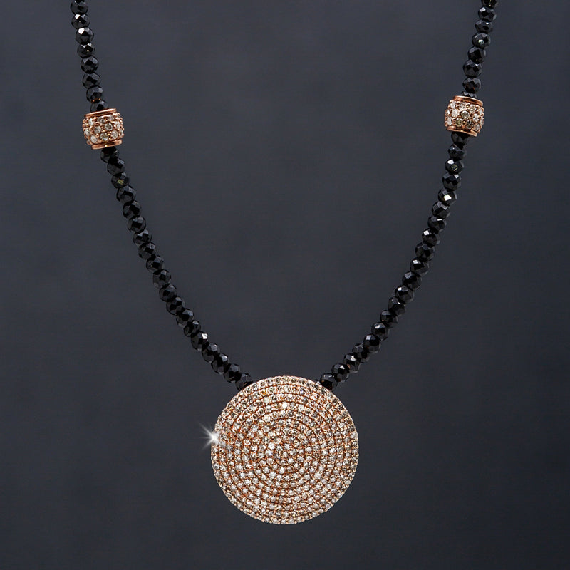 Athena Spinel, Rose Gold & Pave Diamond Disc Necklace