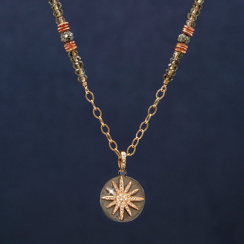 Laura Rose Gold Starburst & Smoky Quartz Necklace