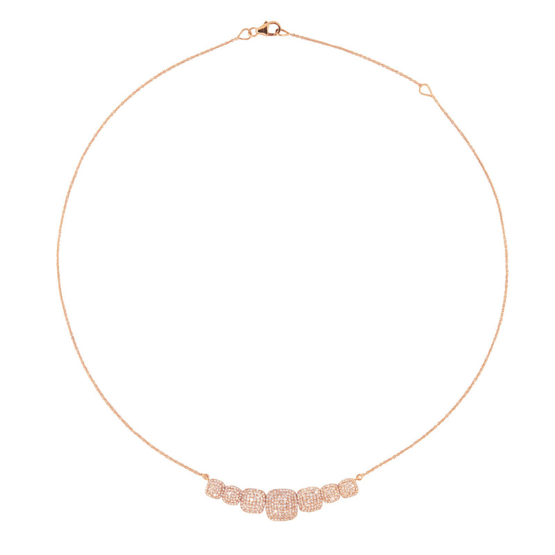 Audrey 14k Rose Gold & Pave Diamond Round Squares Necklace