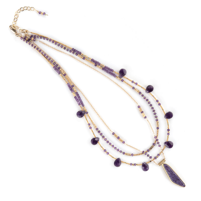 Sarah Amethyst & Charoite Necklace