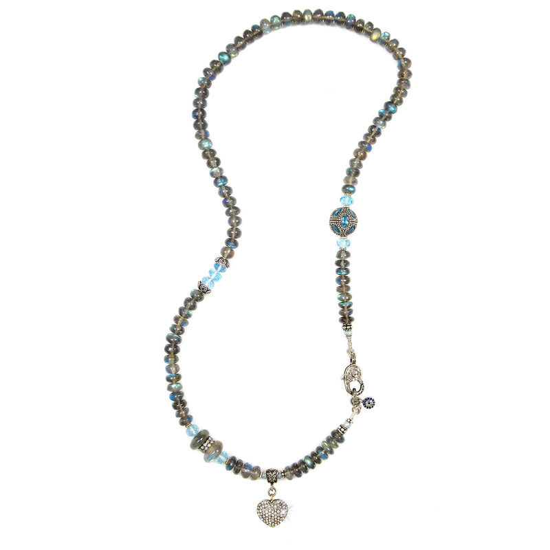 Emily Labradorite, Multi Gemstone & Pave Diamond Necklace / Bracelet