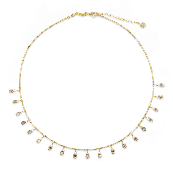 Belle Champagne Diamond Briolette & 14k Gold Necklace
