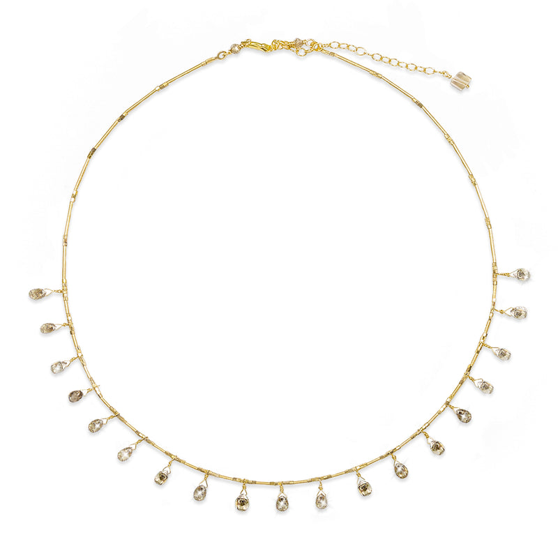Belle Champagne Diamond Briolette & 14k Gold Necklace