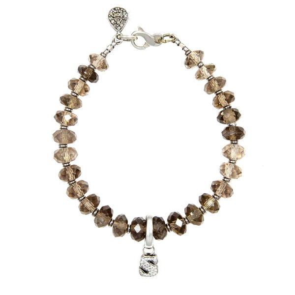 Stacey Smoky Quartz & Pave Diamond Charm Bracelet