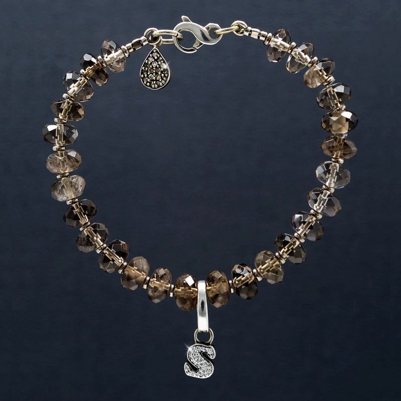 Stacey Smoky Quartz & Pave Diamond Charm Bracelet