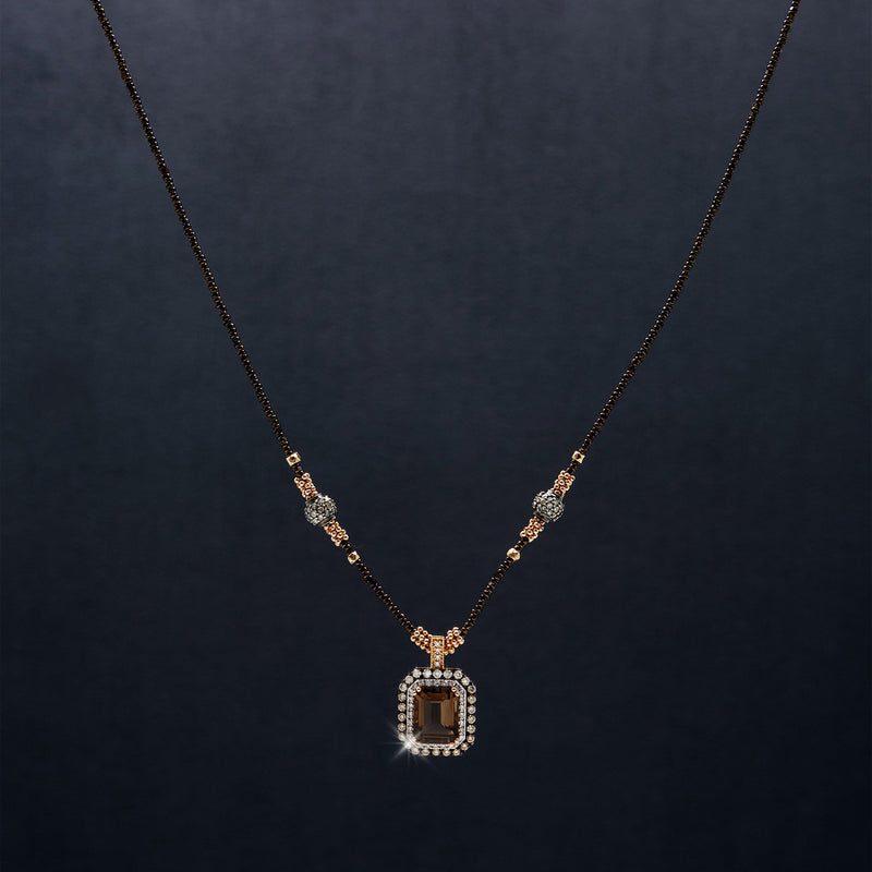 Mia Multi-Layer Smoky Quartz, 14k Gold & Pave Diamond Boho Necklace