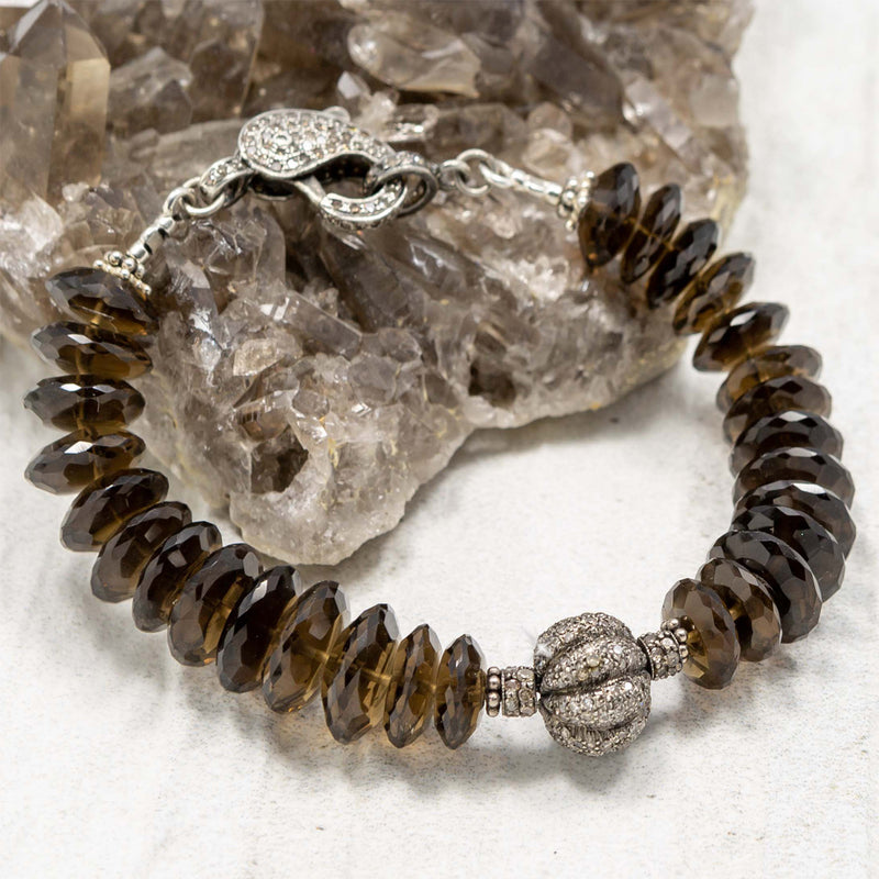 Nicolette Smoky Quartz & Pave Diamond Bracelet