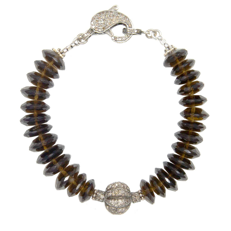 Nicolette Smoky Quartz & Pave Diamond Bracelet