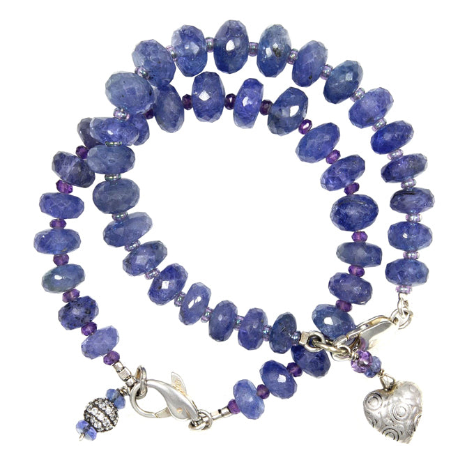 Maddie Tanzanite, Amethyst & Pave White Sapphire Sphere Bracelet