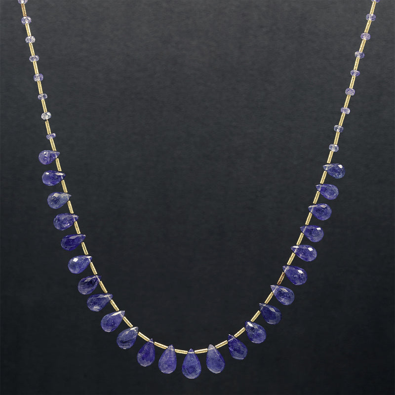 Rebecca Tanzanite Briolette & 14K Gold Necklace