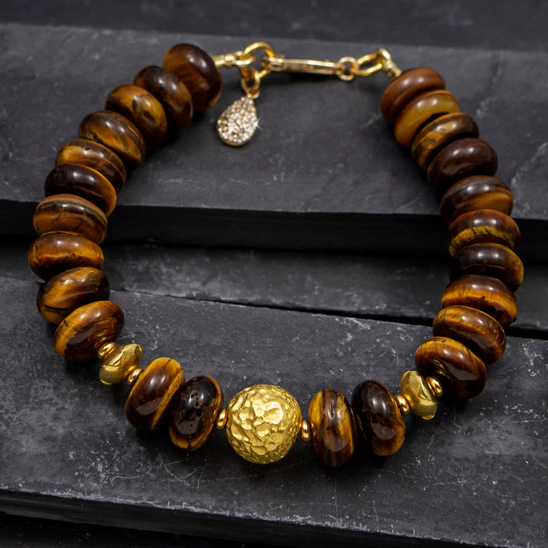 Alexandra Tiger's Eye & 18k Gold Sphere Bracelet