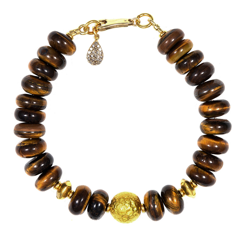 Alexandra Tiger's Eye & 18k Gold Sphere Bracelet