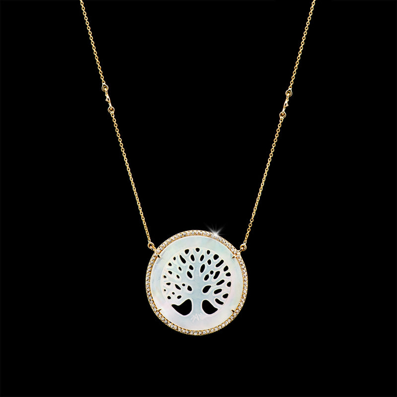 Ashton 14k Gold, Diamond & Mother of Pearl Tree of Life Necklace