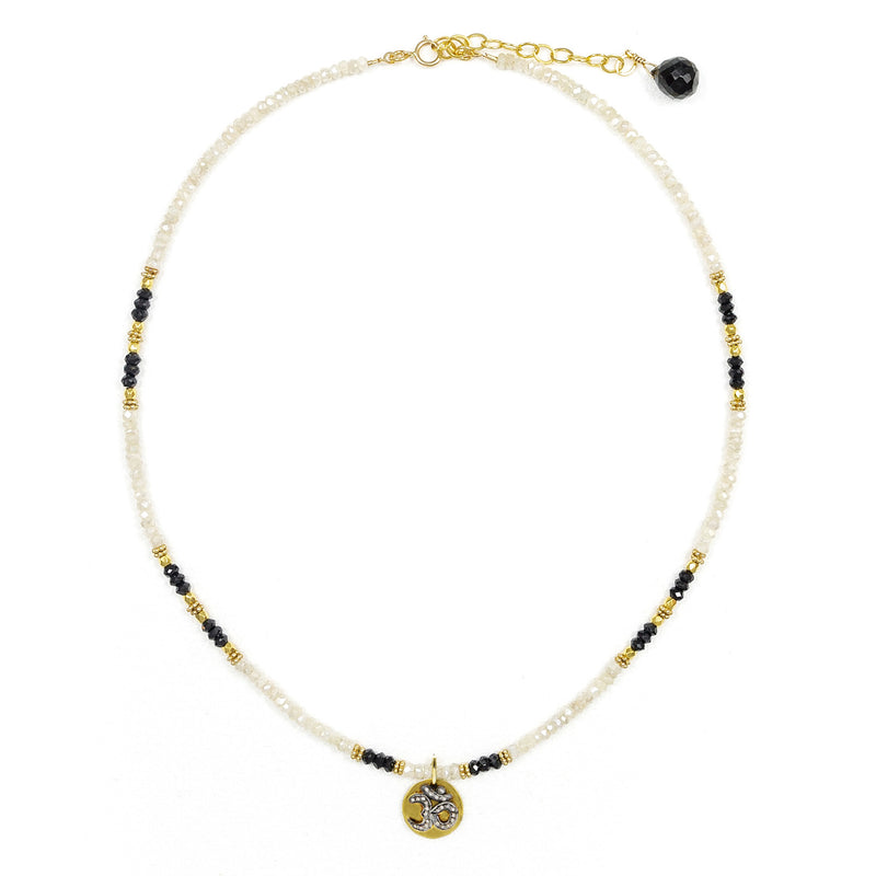 Hailey Corundum, Spinel & Pave Diamond Om Necklace