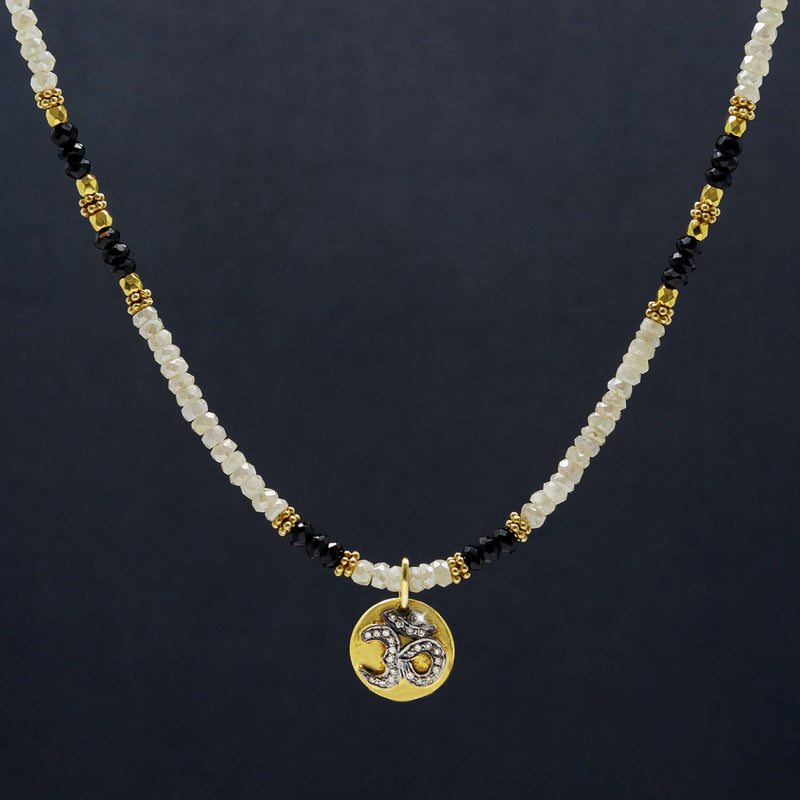 Hailey Corundum, Spinel & Pave Diamond Om Necklace