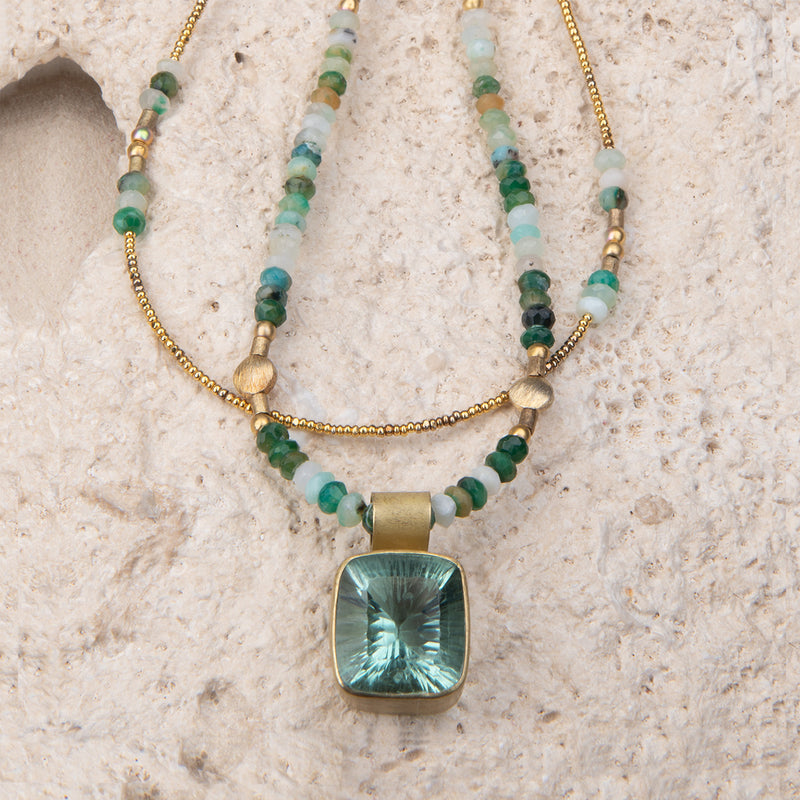 Giselle Peruvian Opals & Aventurine Double Strand Necklace